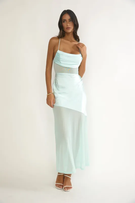 Golden Era Sheer Waist Maxi Dress Aqua Blue sold by Selfie Leslie