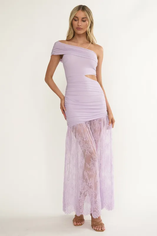 Gala Cut-Out Waist Lace Maxi Dress Lilac sold by Selfie Leslie