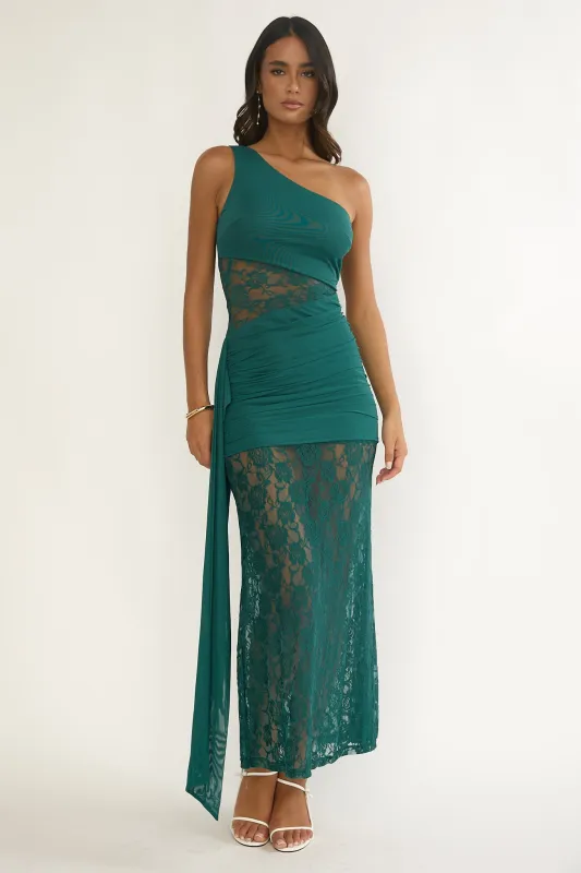 Luli Waist Sash Halter Maxi Dress Lace Teal sold by Selfie Leslie