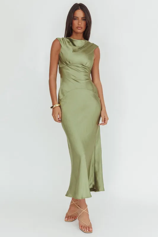 Cheers To You Cowl Back Maxi Dress Olive sold by Selfie Leslie