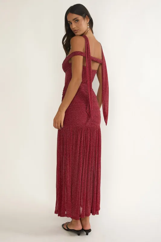 Delora Off-Shoulder Scarf Maxi Dress Red sold by Selfie Leslie