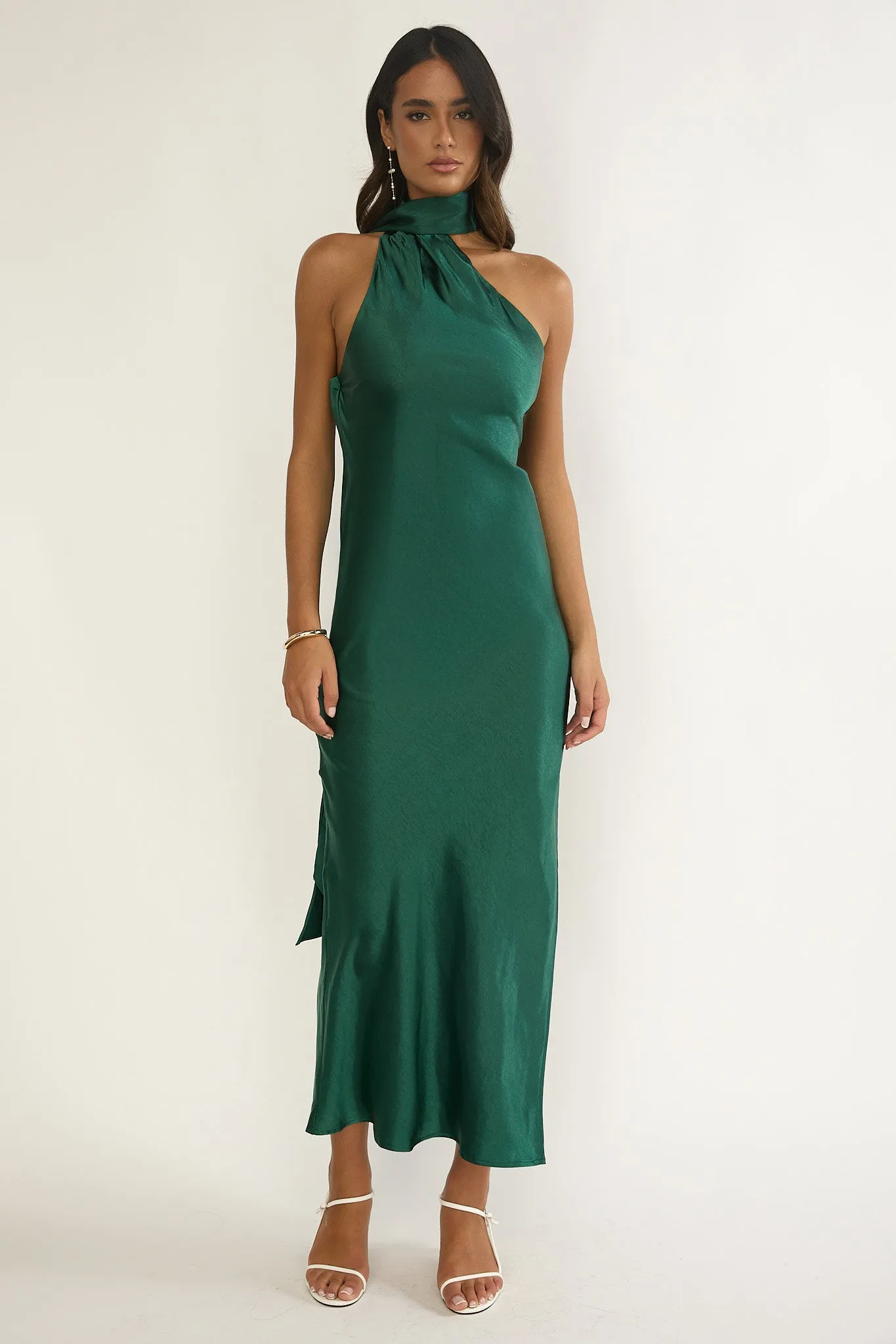 Rionna Open Cowl Back Maxi Dress Forest Green sold by Selfie Leslie product image thumbnail 5