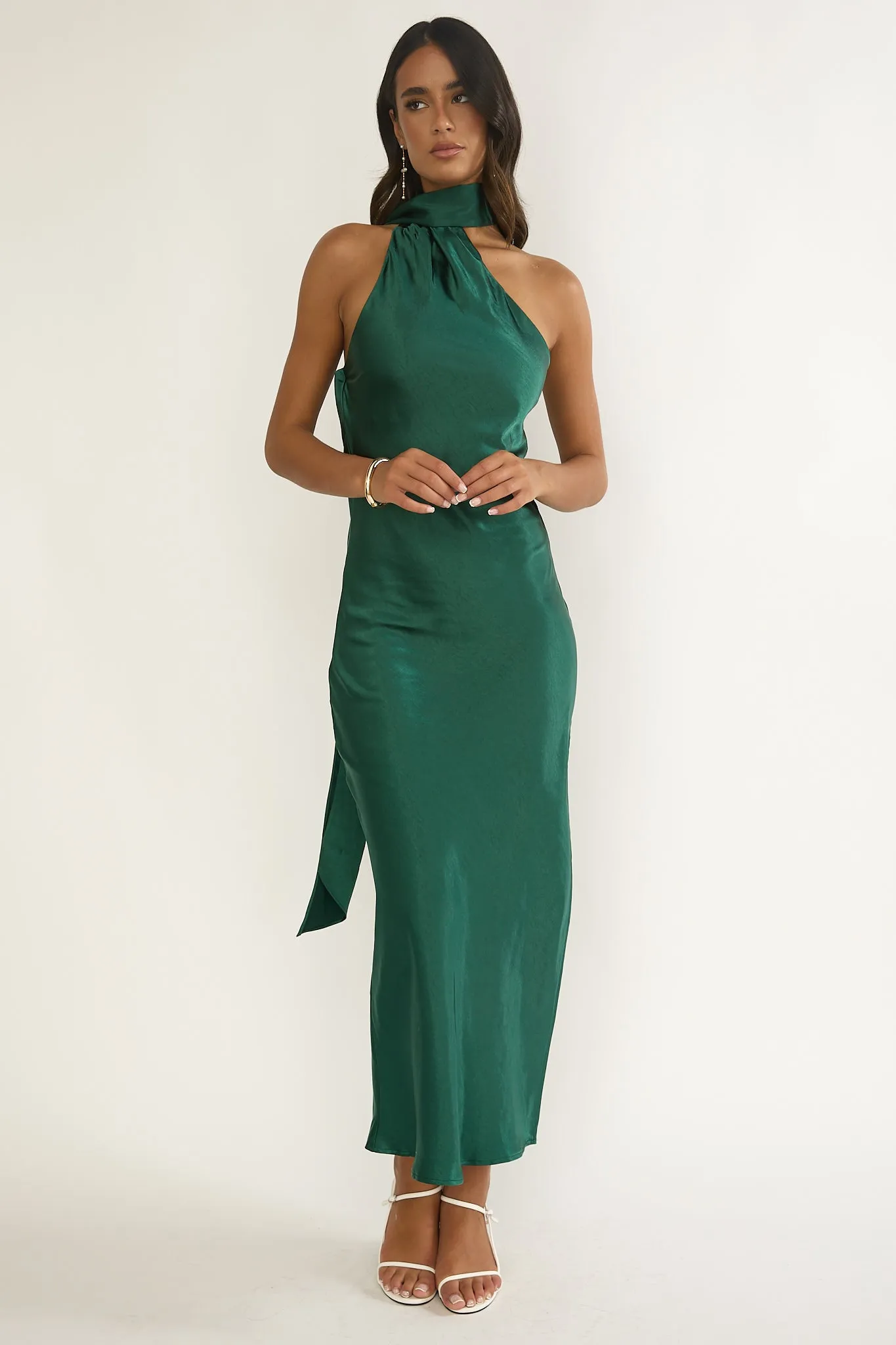 Rionna Open Cowl Back Maxi Dress Forest Green sold by Selfie Leslie product image thumbnail 4