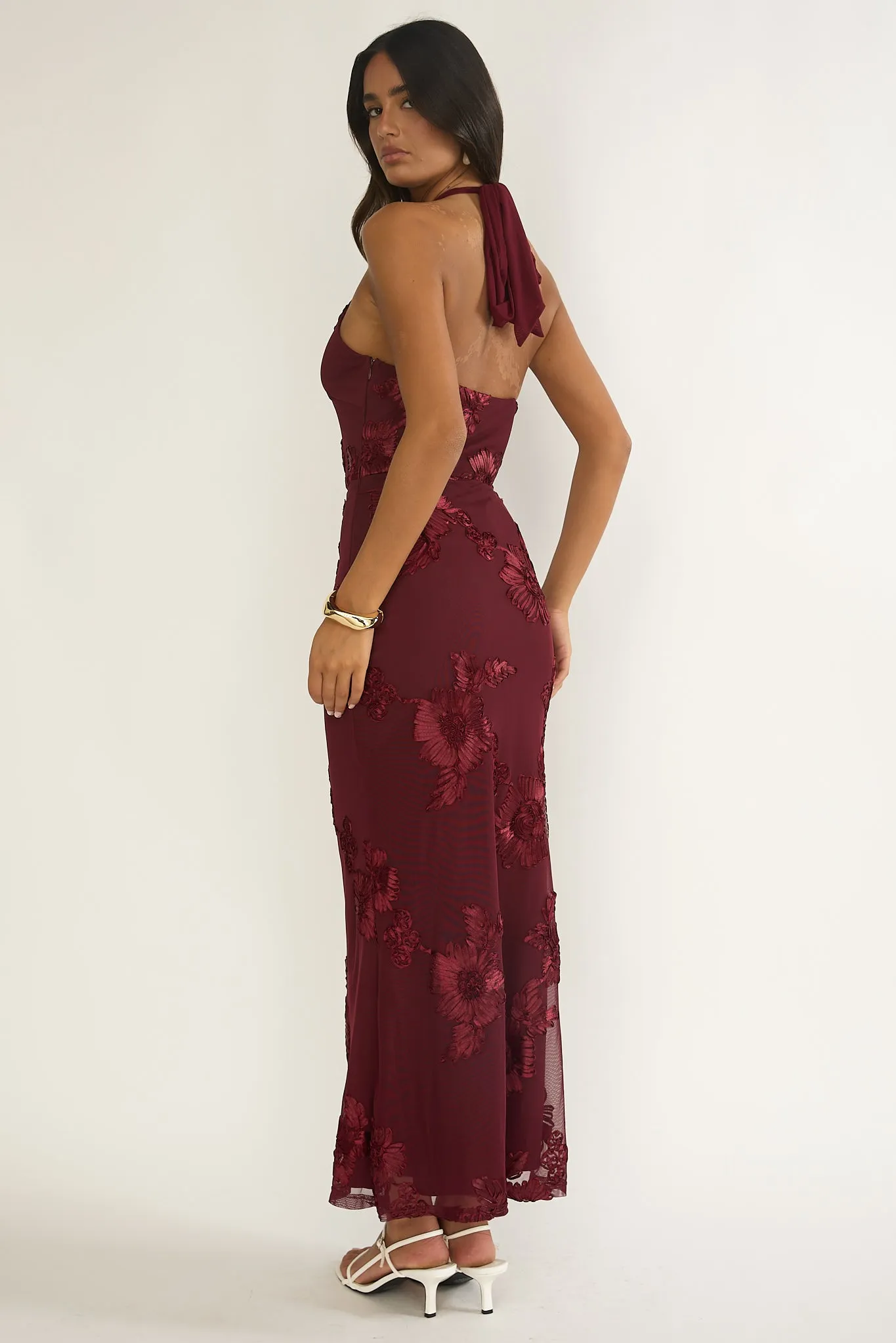 Shana Halterneck Maxi Dress Embellished Wine sold by Selfie Leslie product image thumbnail 2