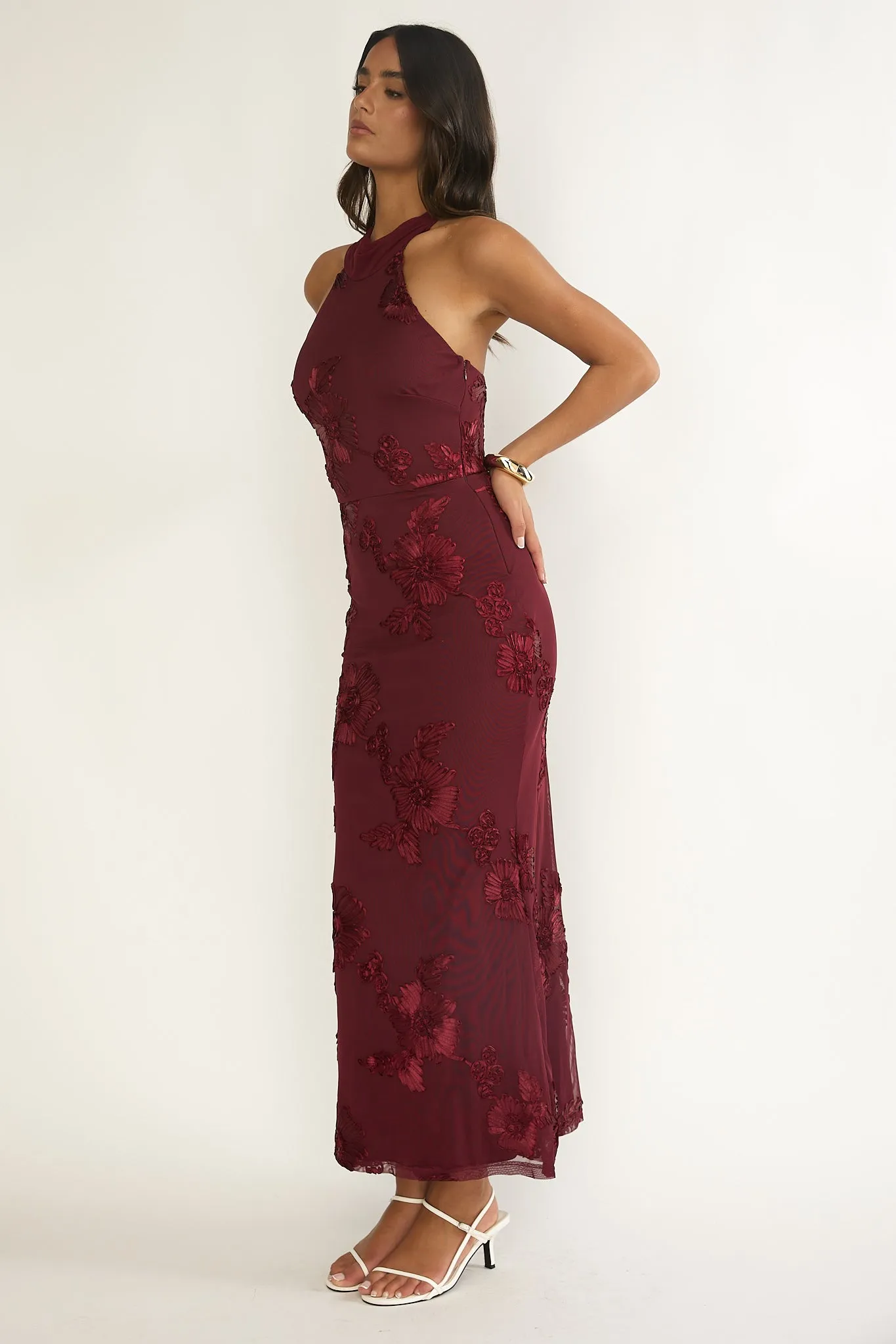 Shana Halterneck Maxi Dress Embellished Wine sold by Selfie Leslie product image thumbnail 5