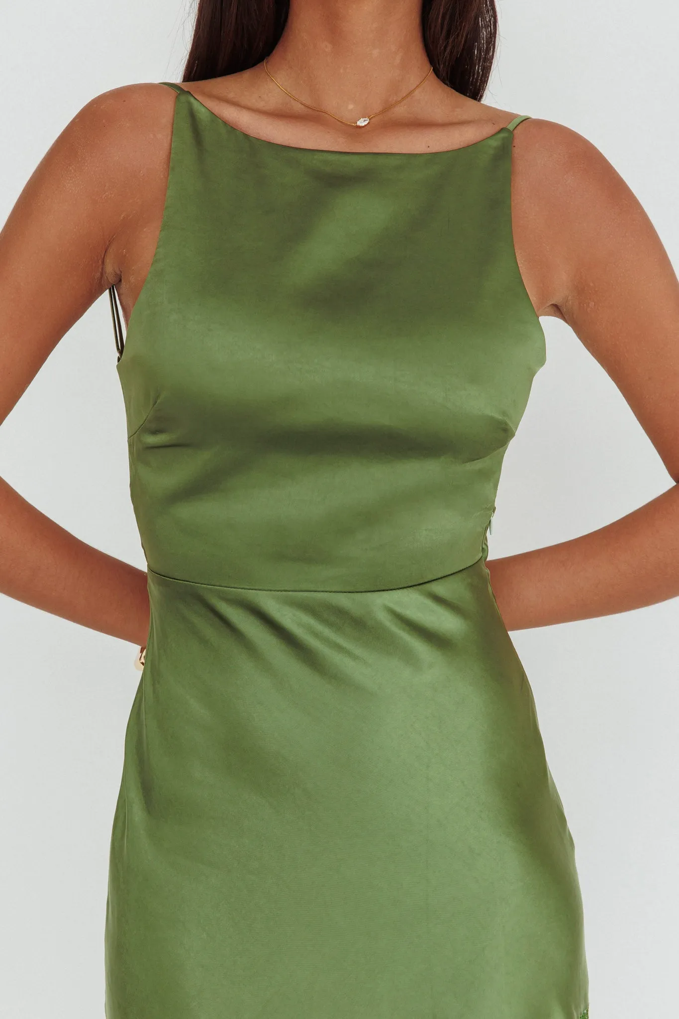 Helsi Low Back Lace Insert Maxi Dress Forest Green sold by Selfie Leslie product image thumbnail 3