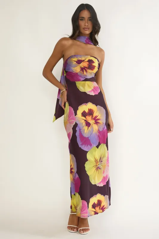 City Of Stars Strapless Scarf Maxi Dress Pansies Plum sold by Selfie Leslie