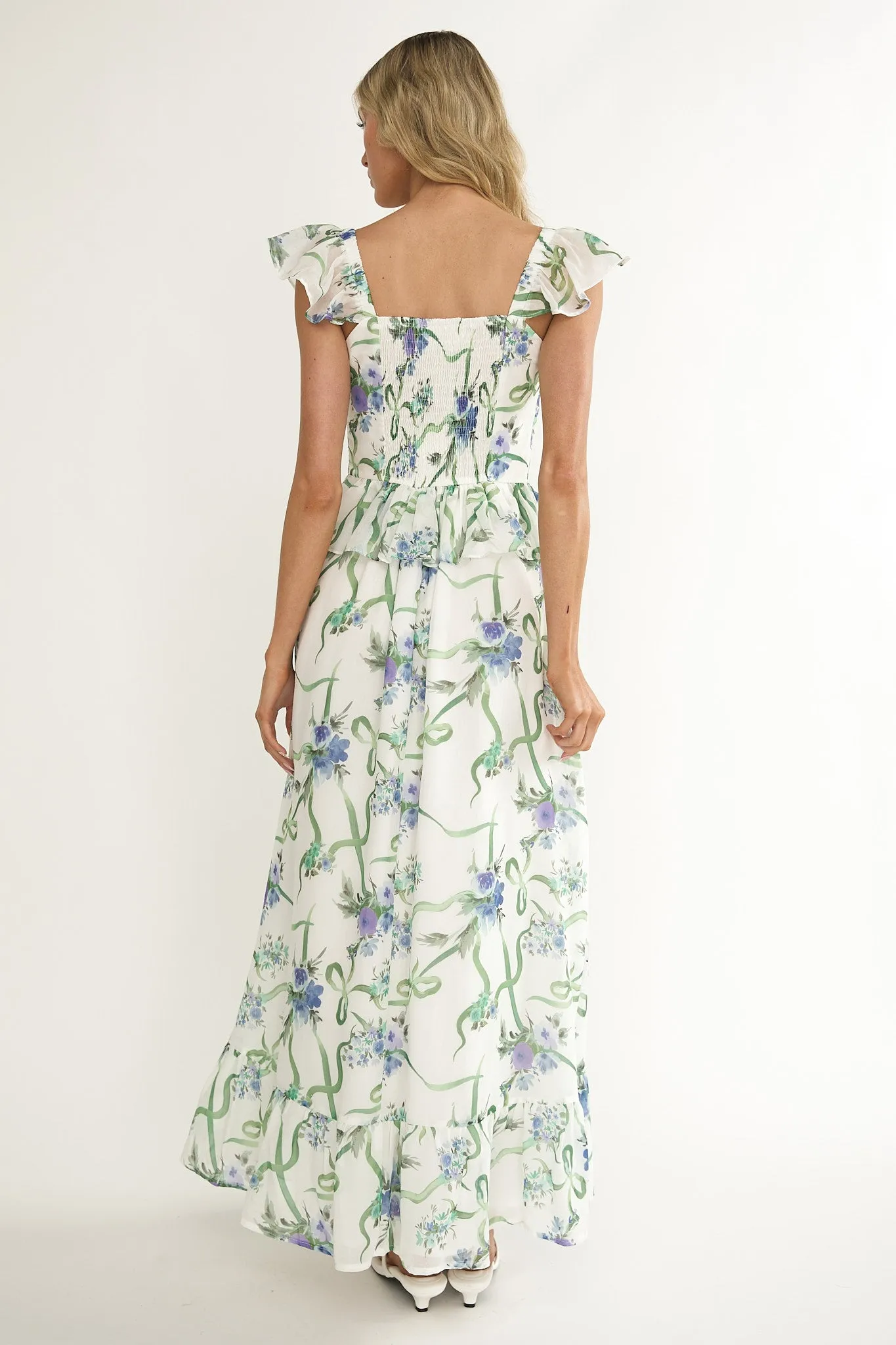 Hanalei Off-Shoulder Tied Bust Maxi Dress Floral White sold by Selfie Leslie product image thumbnail 2