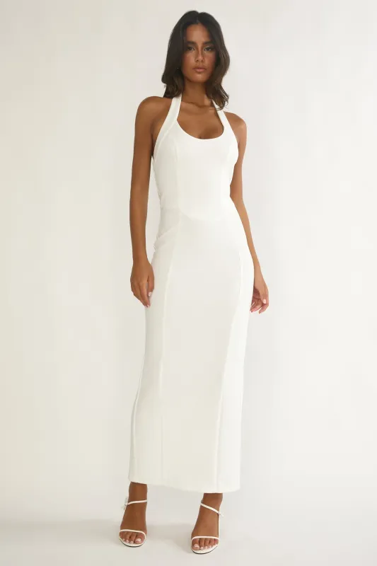 Shailyn Scoop Neck Halter Maxi Dress White sold by Selfie Leslie