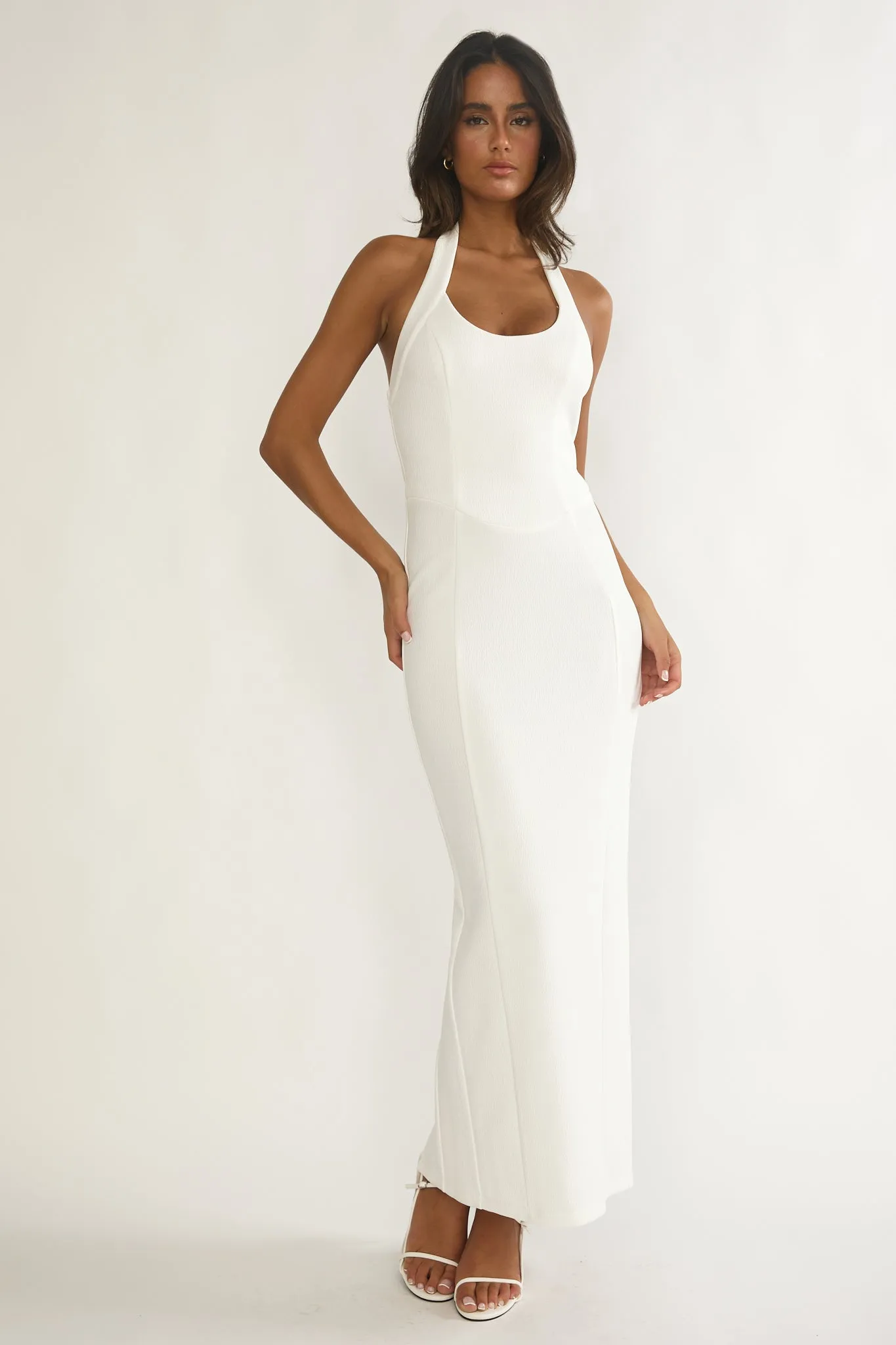 Shailyn Scoop Neck Halter Maxi Dress White sold by Selfie Leslie product image thumbnail 5