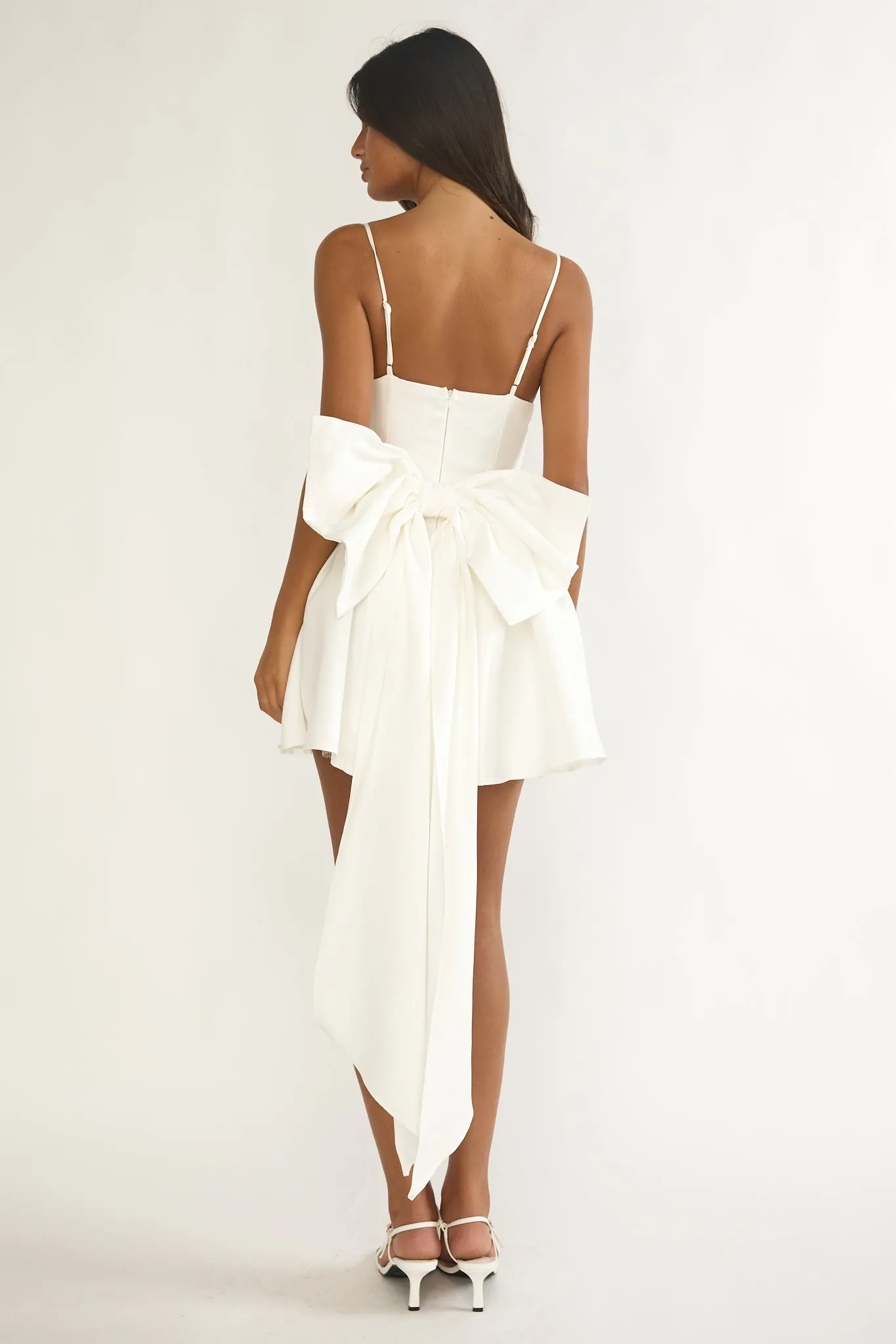 Wilder Oversized Back Bow Mini Dress White sold by Selfie Leslie product image thumbnail 2