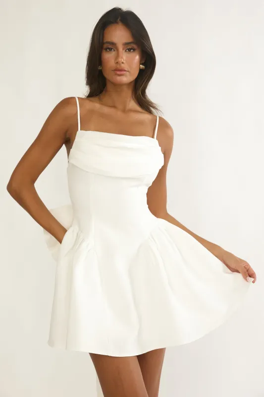 Wilder Oversized Back Bow Mini Dress White sold by Selfie Leslie