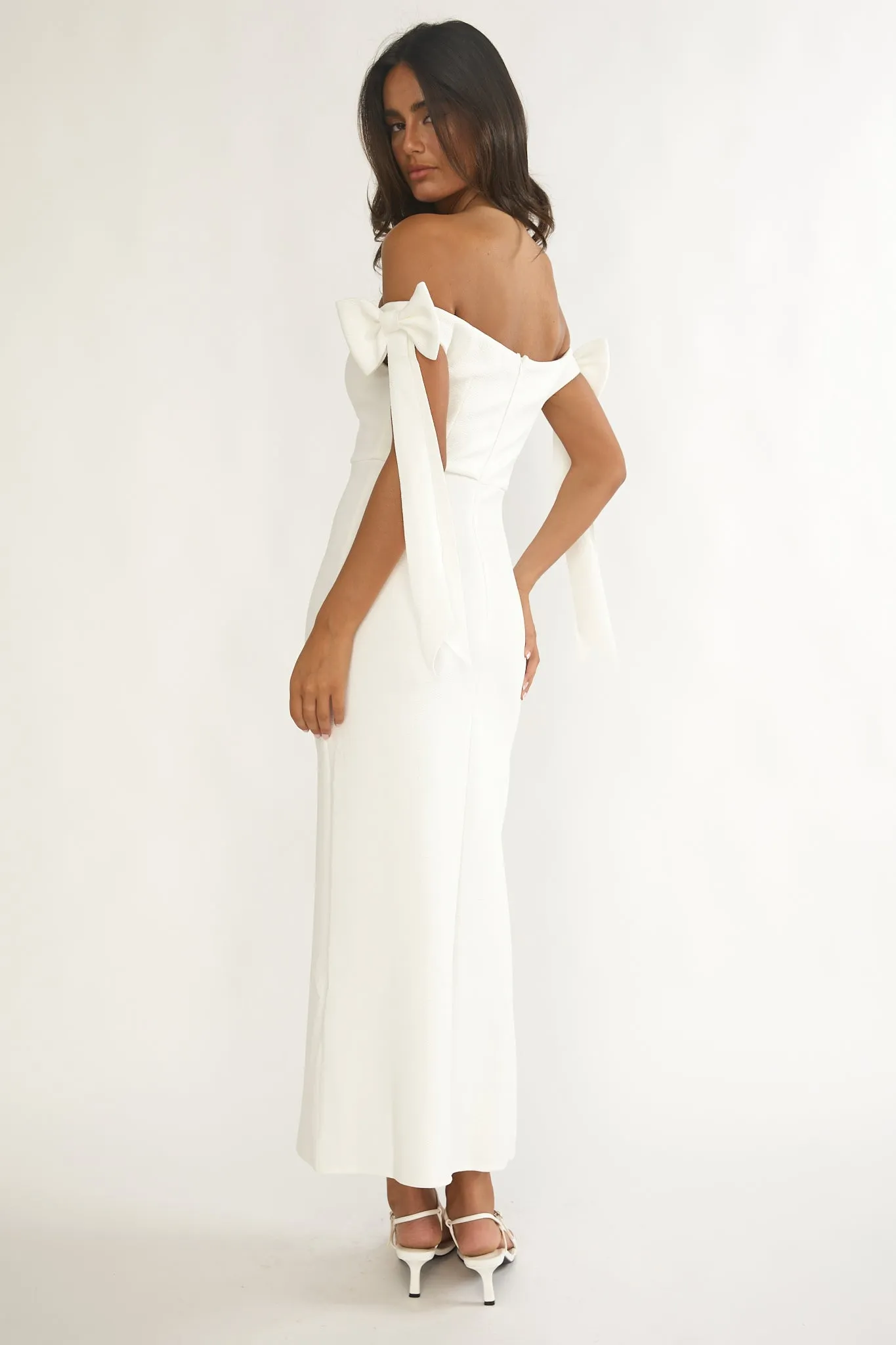 Have Faith Off-Shoulder Bow Sleeve Maxi Dress White sold by Selfie Leslie product image thumbnail 2