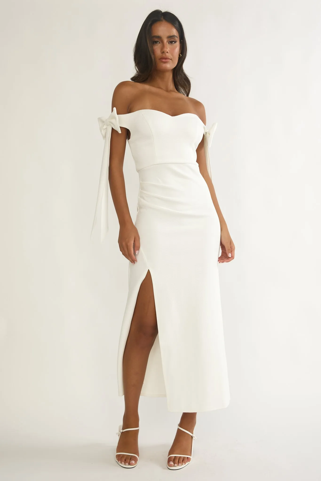 Have Faith Off-Shoulder Bow Sleeve Maxi Dress White sold by Selfie Leslie product image thumbnail 5