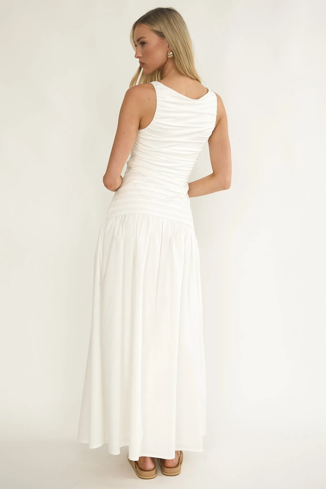Dalayla Sleeveless Pintuck Maxi Dress White sold by Selfie Leslie product image thumbnail 2