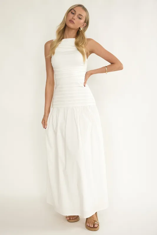 Dalayla Sleeveless Pintuck Maxi Dress White sold by Selfie Leslie