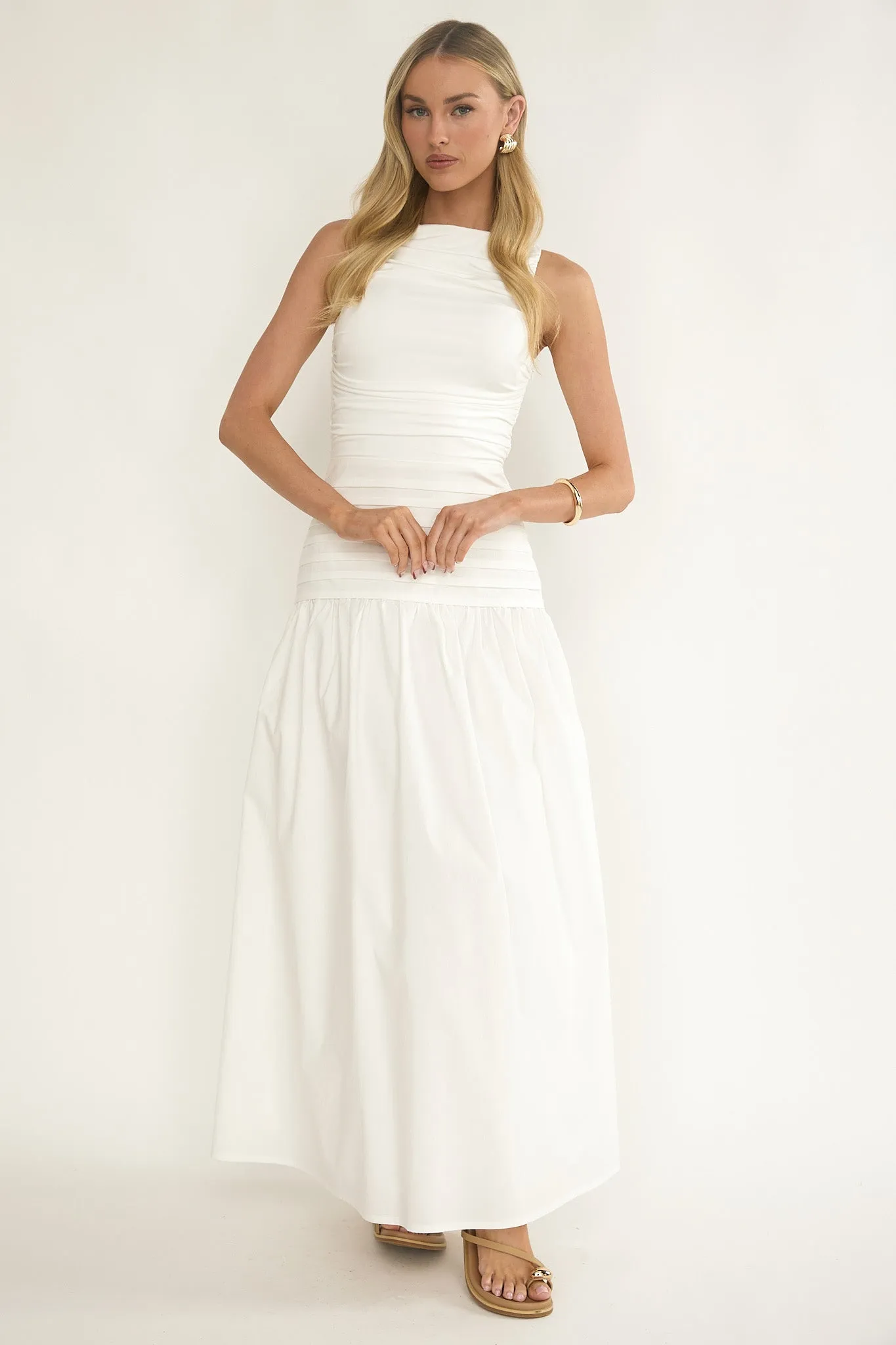 Dalayla Sleeveless Pintuck Maxi Dress White sold by Selfie Leslie product image thumbnail 5