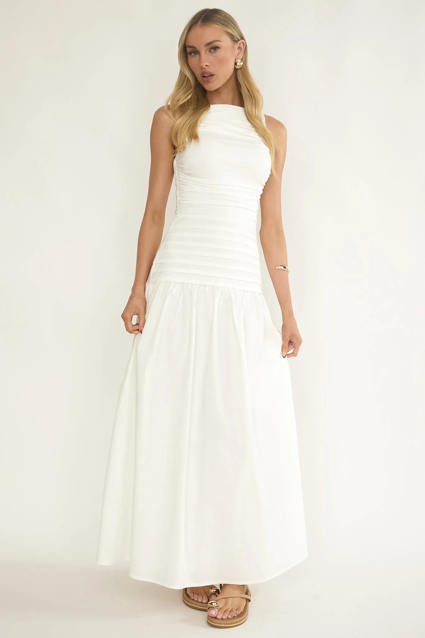 Dalayla Sleeveless Pintuck Maxi Dress White sold by Selfie Leslie product image thumbnail 4