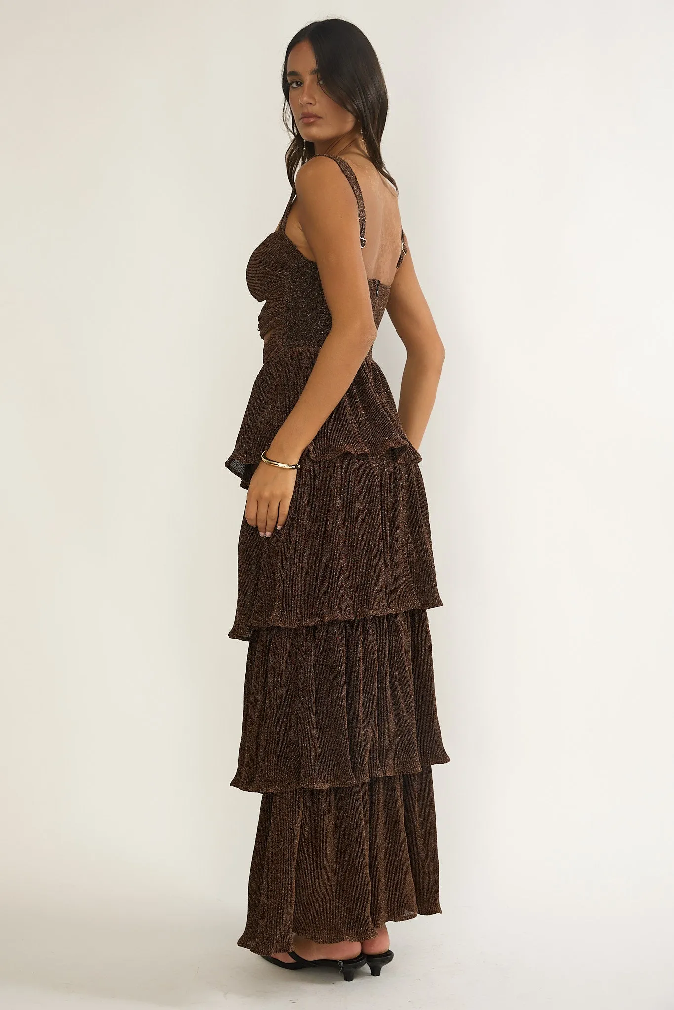 Ceylon Cut-Out Bodice Layered Maxi Dress Bronze sold by Selfie Leslie product image thumbnail 3