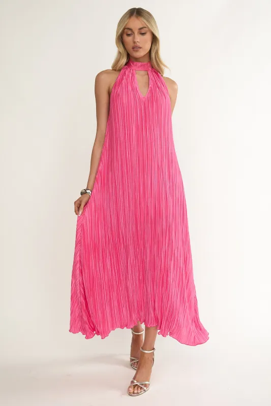 Aurea Halterneck Crepe Maxi Dress Hot Pink sold by Selfie Leslie