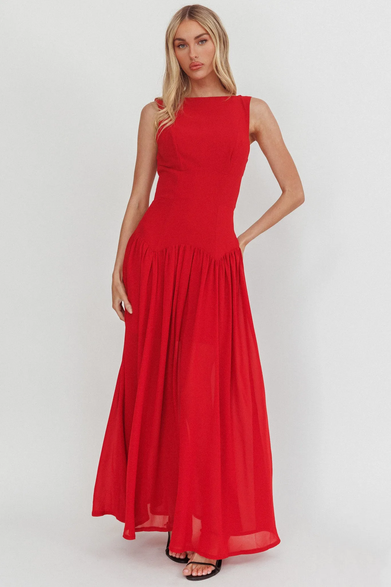 Opulent Low Back Maxi Dress Red sold by Selfie Leslie product image thumbnail 5