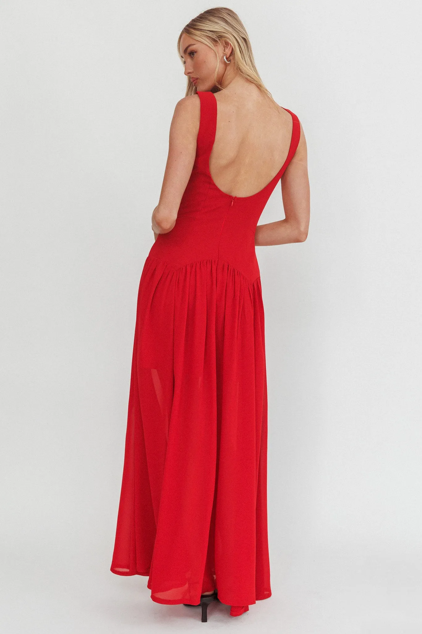 Opulent Low Back Maxi Dress Red sold by Selfie Leslie product image thumbnail 2