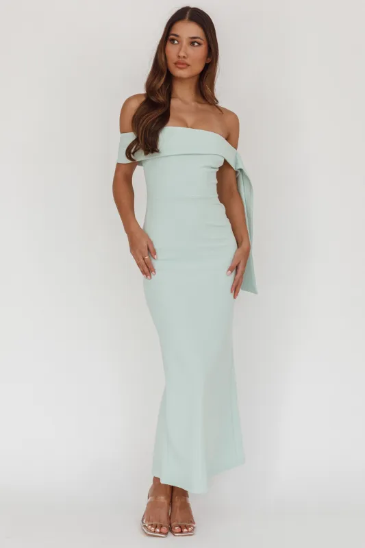 Aurora Sky Off-Shoulder Tie Maxi Dress Sage sold by Selfie Leslie