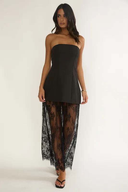 Talina Strapless Two-Piece Lace Skort Set Black sold by Selfie Leslie