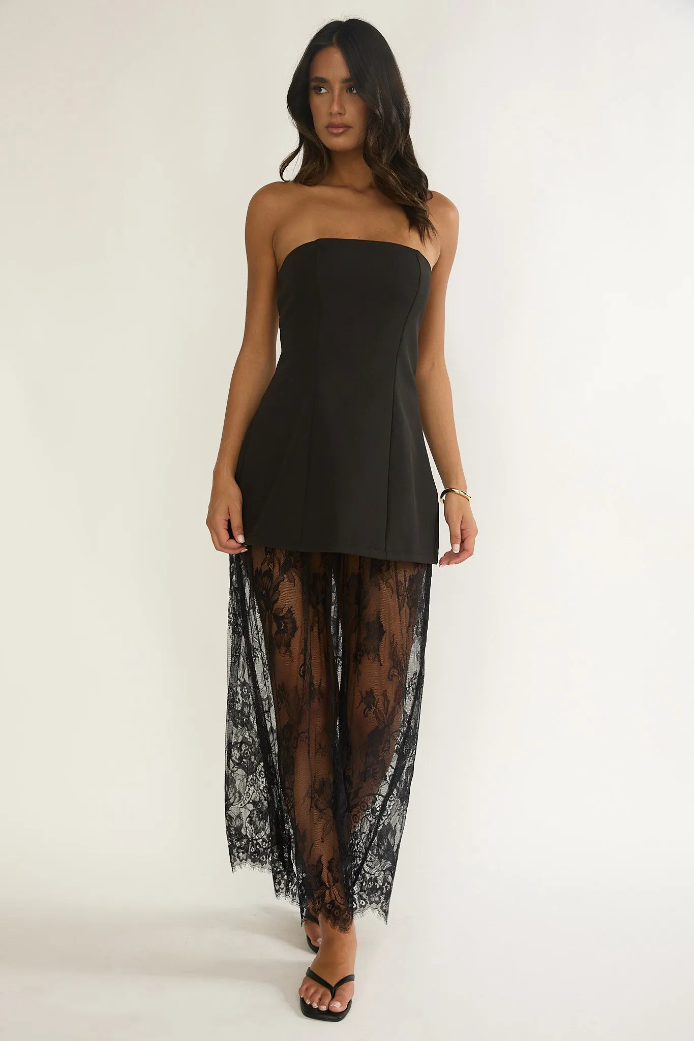 Talina Strapless Two-Piece Lace Skort Set Black sold by Selfie Leslie