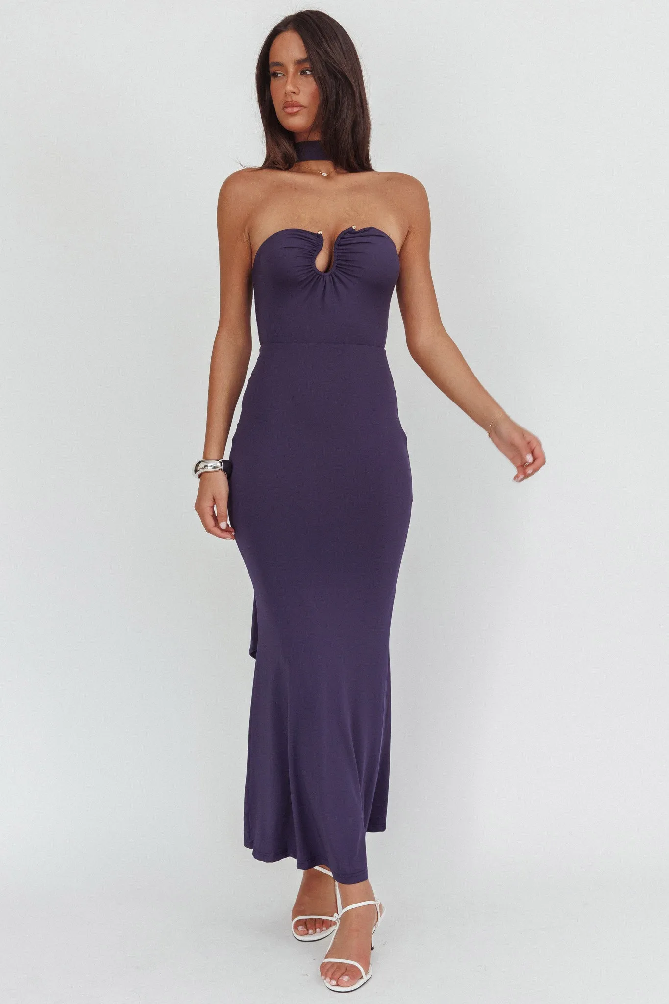 Raeva Strapless Scarf Maxi Dress Navy sold by Selfie Leslie product image thumbnail 5