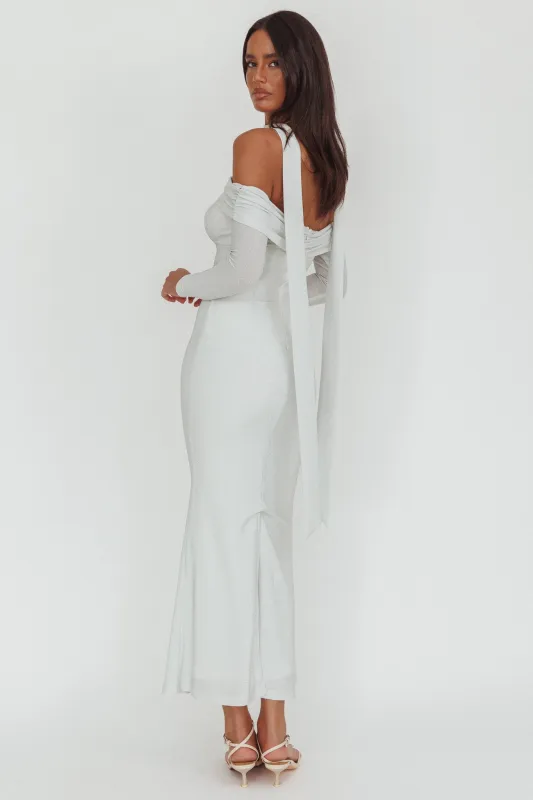 Flutters Off-Shoulder Long Sleeve Maxi Dress White sold by Selfie Leslie