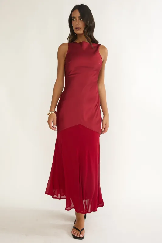 Veyla Shoulder Sash Maxi Dress Wine sold by Selfie Leslie