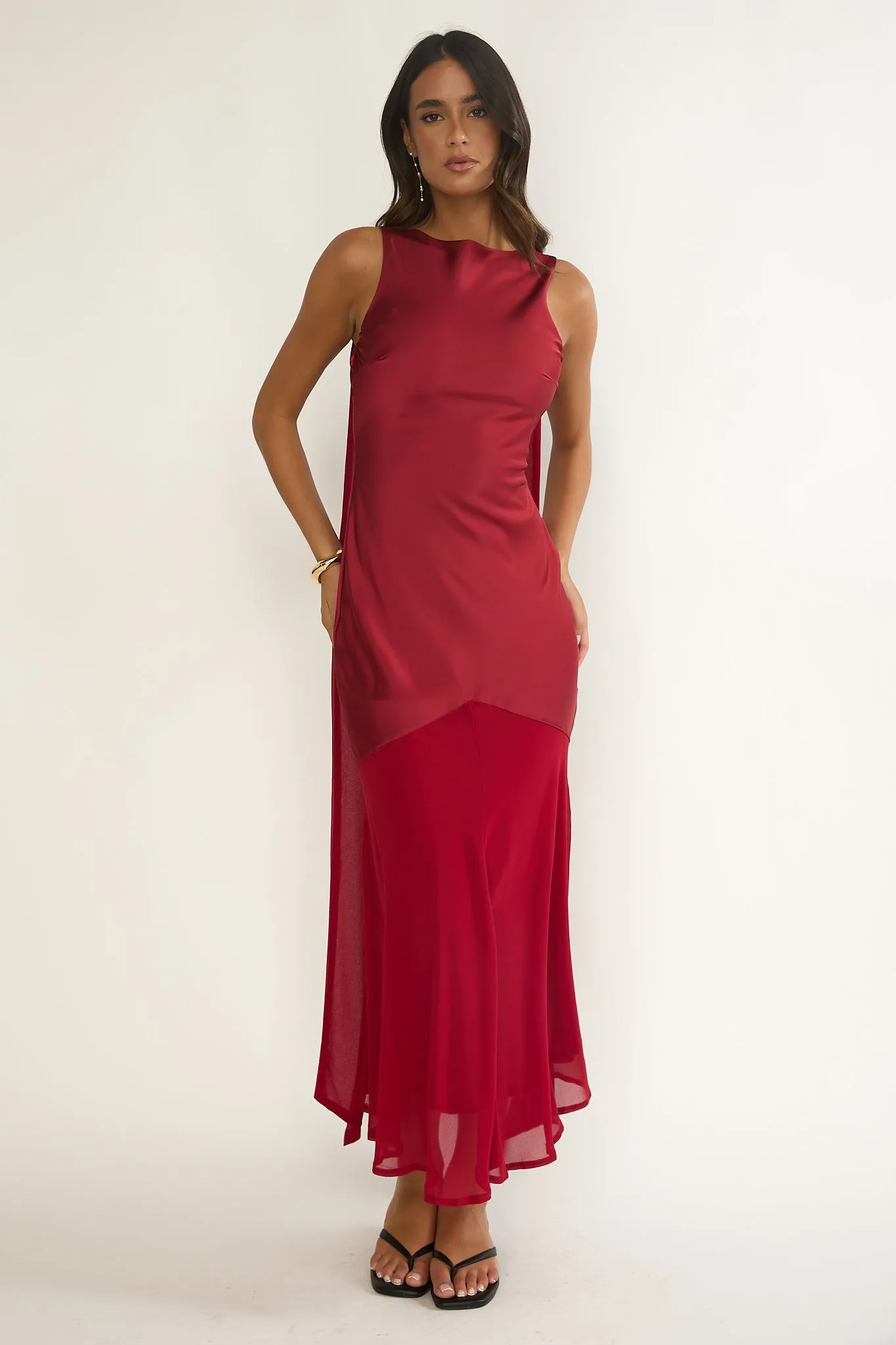 Veyla Shoulder Sash Maxi Dress Wine sold by Selfie Leslie product image thumbnail 5
