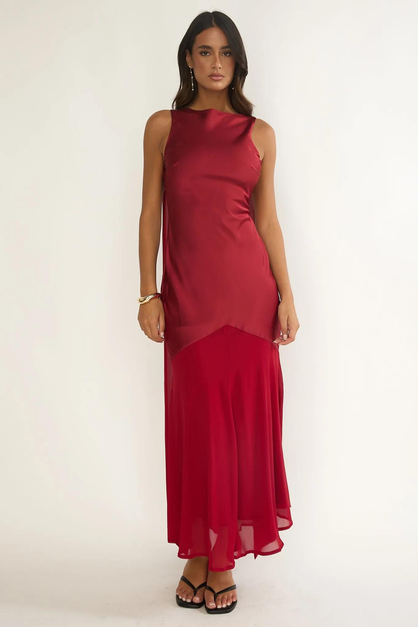 Veyla Shoulder Sash Maxi Dress Wine sold by Selfie Leslie product image thumbnail 4