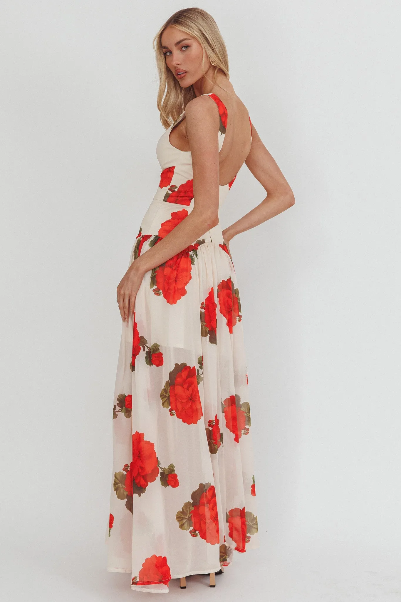 Opulent Low Back Maxi Dress Floral Rose sold by Selfie Leslie
