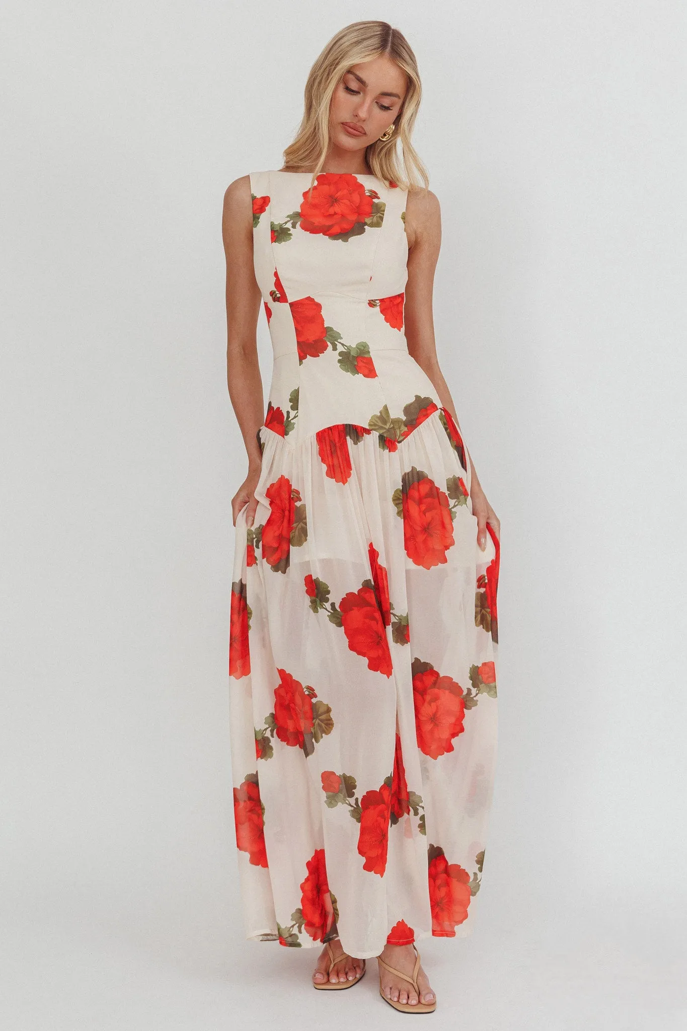 Opulent Low Back Maxi Dress Floral Rose sold by Selfie Leslie product image thumbnail 5