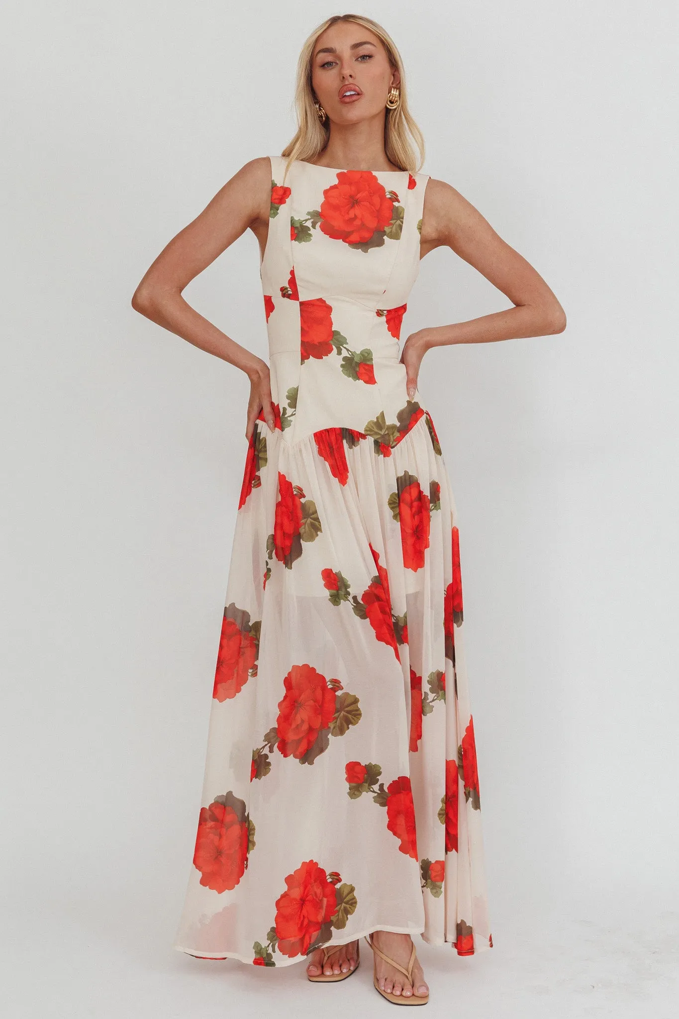 Opulent Low Back Maxi Dress Floral Rose sold by Selfie Leslie product image thumbnail 4