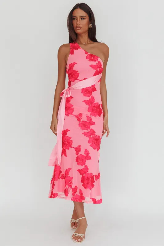 Kairi One-Shoulder Sash Maxi Dress Hot Pink sold by Selfie Leslie