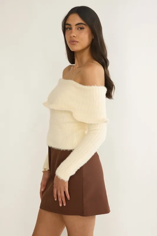 Orielle Wide Ruffle Off-Shoulder Top Cream sold by Selfie Leslie