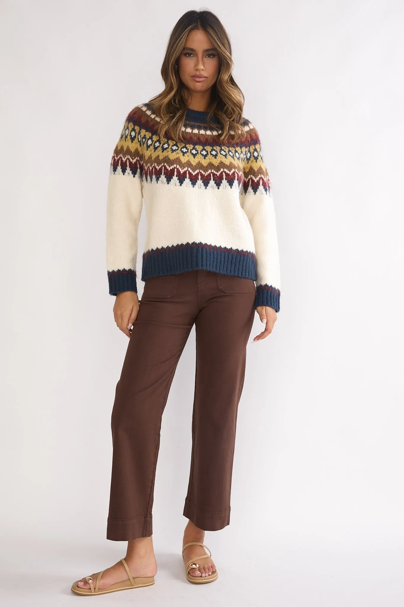 Irelia Long Sleeve Knit Top Ivory Multi sold by Selfie Leslie product image thumbnail 4