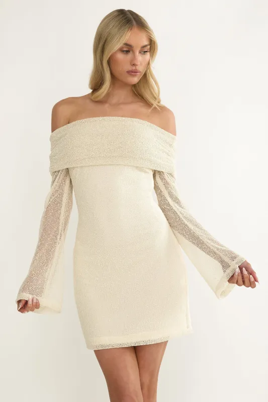 Alivya Off-Shoulder Knit Mini Dress Butter sold by Selfie Leslie