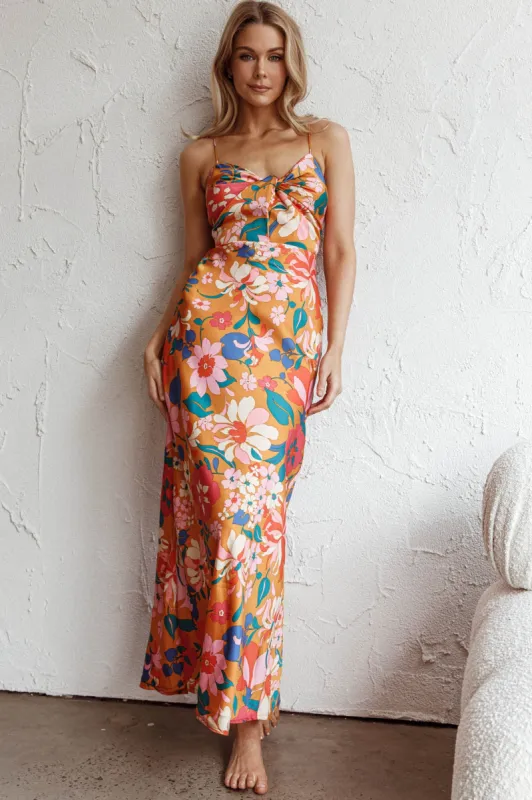 Sea Change Twist Bust Midi Dress Floral Orange sold by Selfie Leslie