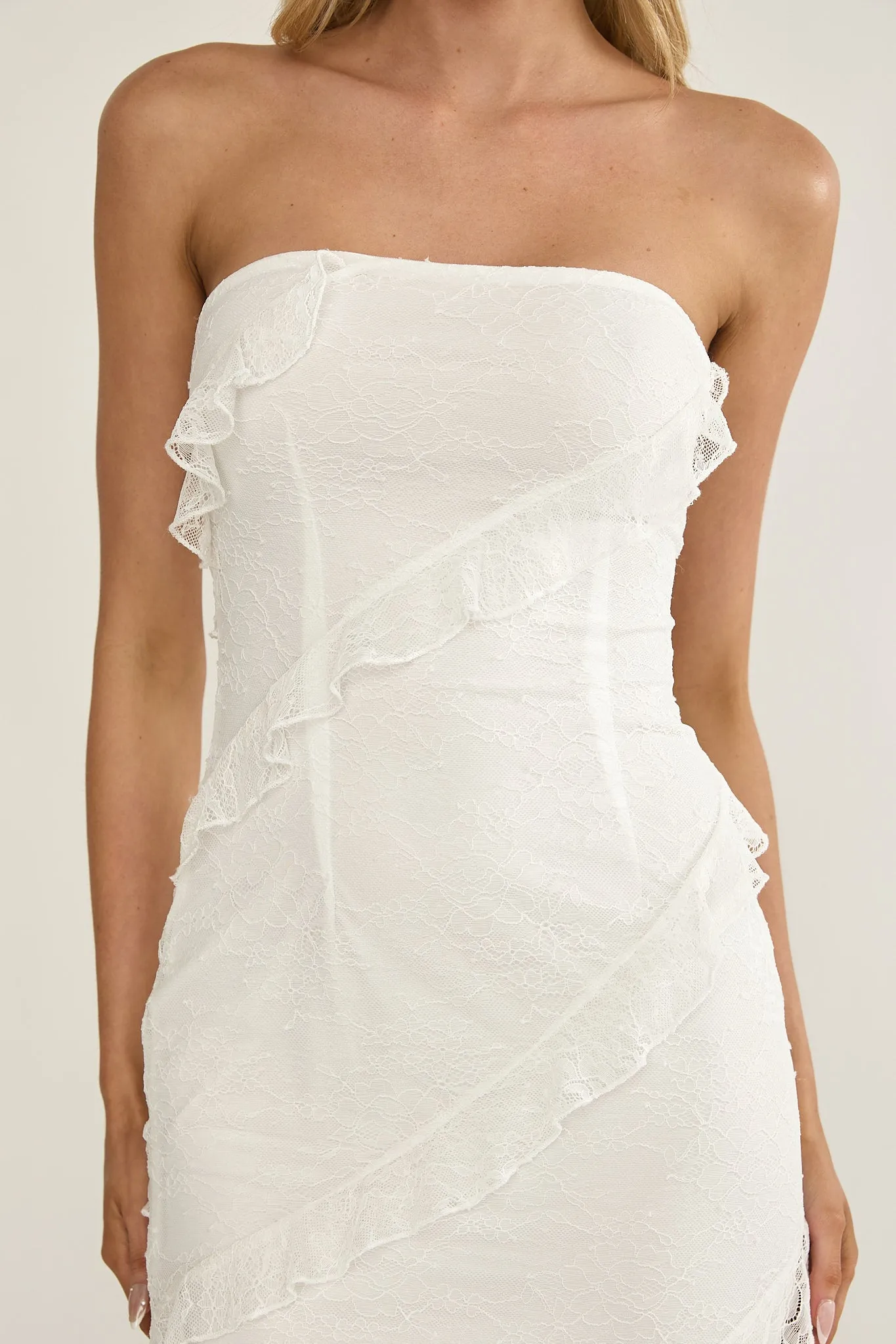 Metrics Strapless Frill Maxi Dress White sold by Selfie Leslie product image thumbnail 3