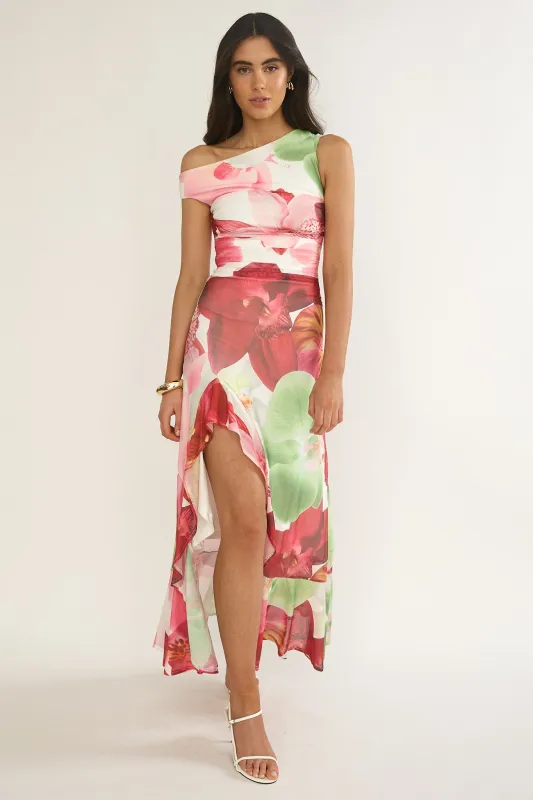 Moonlit Magic Asymmetric Neckline Maxi Dress Floral sold by Selfie Leslie