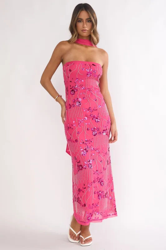 Jeremia Strapless Maxi Dress Sequin Plum sold by Selfie Leslie