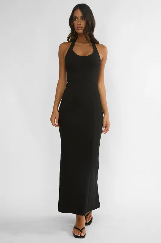 Shailyn Scoop Neck Halter Maxi Dress Black sold by Selfie Leslie