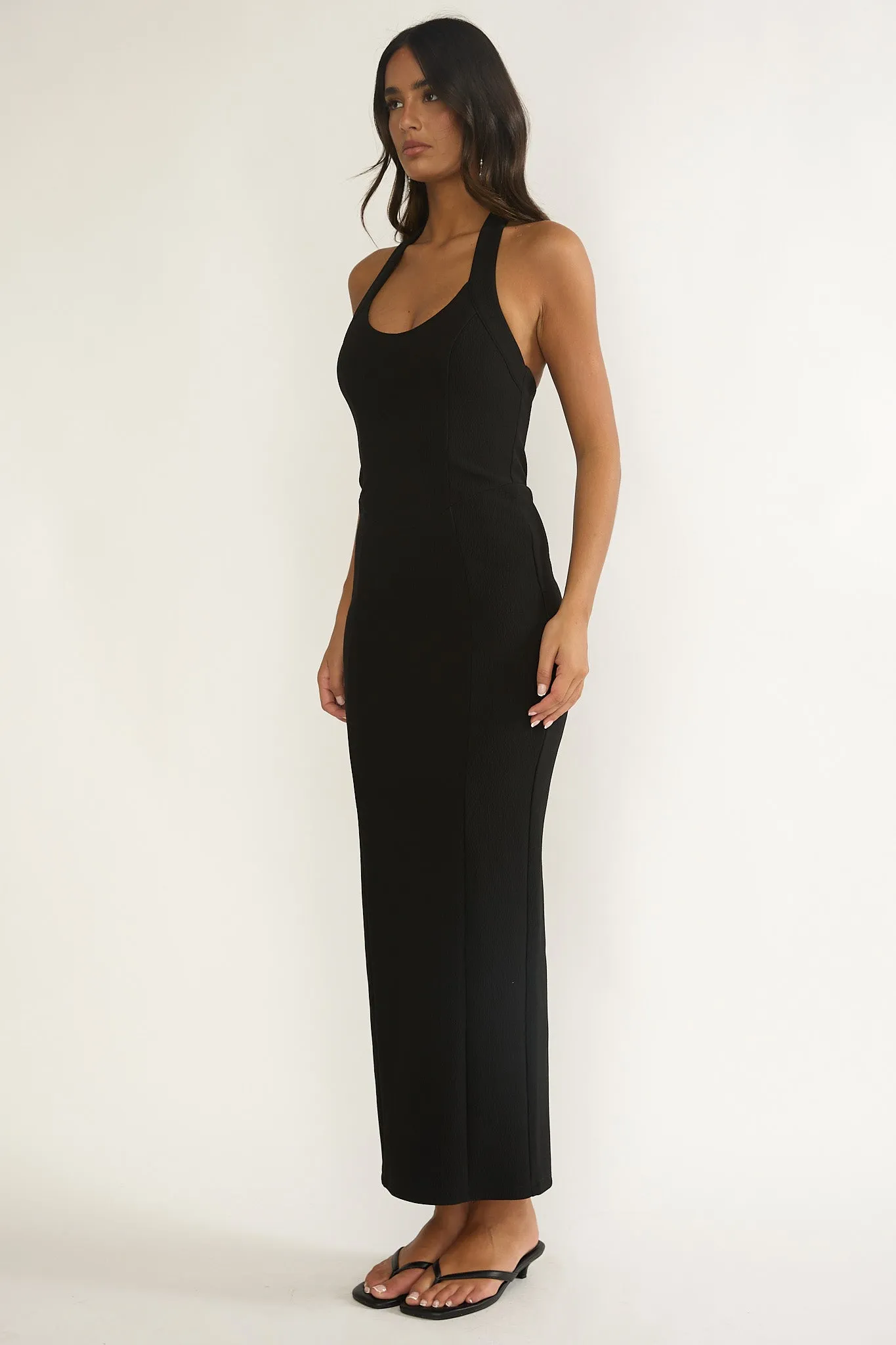 Shailyn Scoop Neck Halter Maxi Dress Black sold by Selfie Leslie product image thumbnail 2