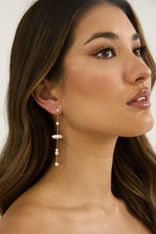 Nolani Baroque Pearl Droplet Earrings Gold/Pearl sold by Selfie Leslie