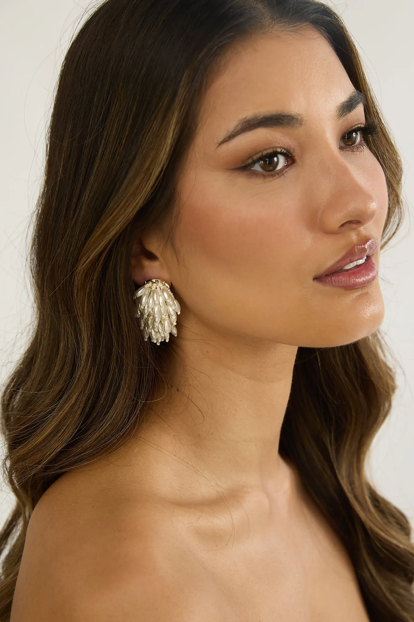 Rayn Cluster Earrings Pearl sold by Selfie Leslie product image thumbnail 3
