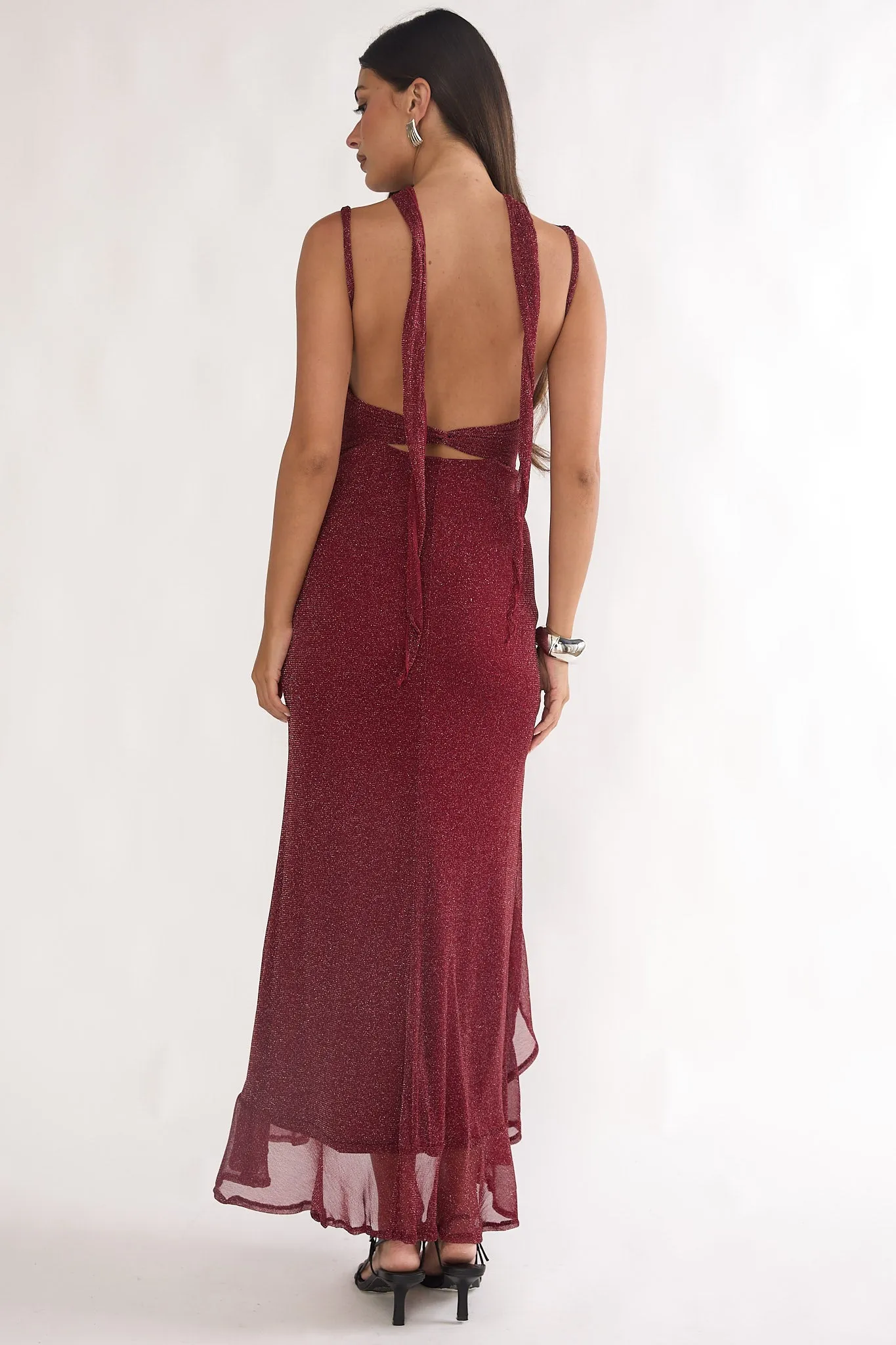 Chantrelle Twist Back Split Maxi Dress Wine sold by Selfie Leslie product image thumbnail 2